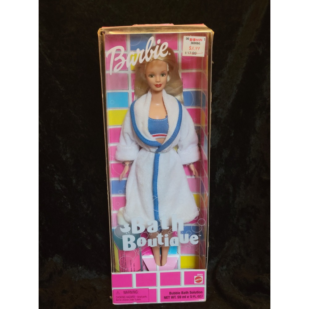 Vtg 2001 Mattel Barbie Bath Boutique Doll 29402 White Robe Bubble Bath NIB - Picture 1 of 10